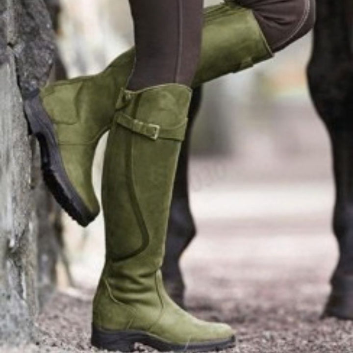 Orthopedic Knee High Boots for Women with Arch Support, Waterproof Long Boots, Adjustable Buckle Strap, Non-Slip Sole