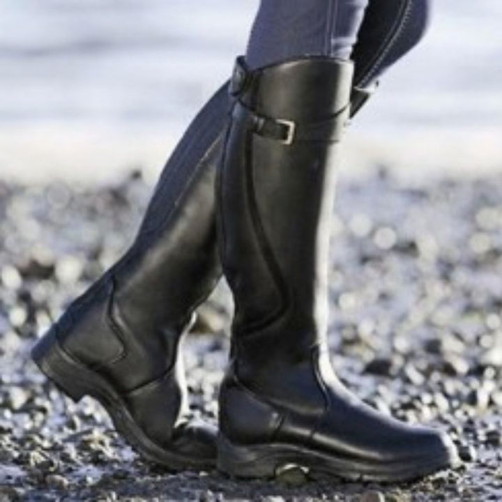 Orthopedic Knee High Boots for Women with Arch Support, Waterproof Long Boots, Adjustable Buckle Strap, Non-Slip Sole
