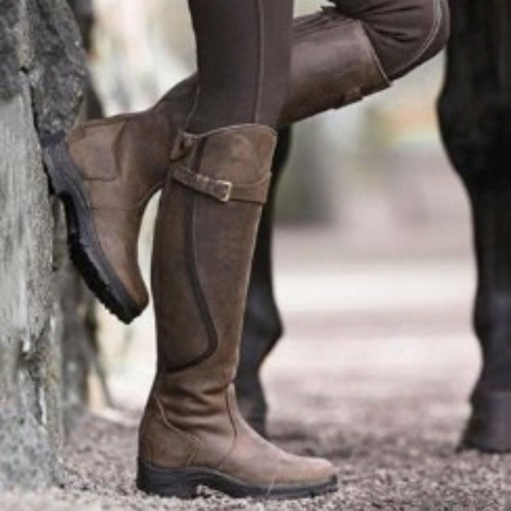 Orthopedic Knee High Boots for Women with Arch Support, Waterproof Long Boots, Adjustable Buckle Strap, Non-Slip Sole