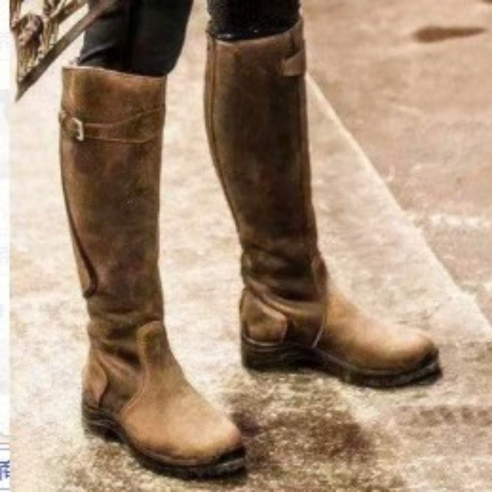 Orthopedic Knee High Boots for Women with Arch Support, Waterproof Long Boots, Adjustable Buckle Strap, Non-Slip Sole