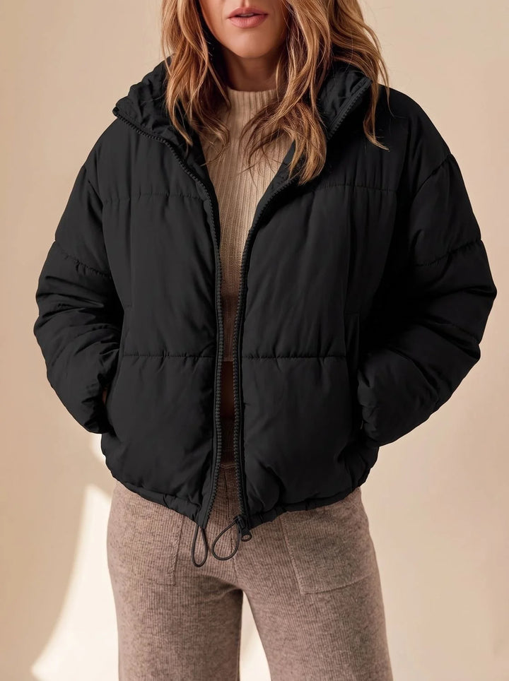 Annika | Damen Cropped Oversized Daunenjacke mit Reißverschluss 0