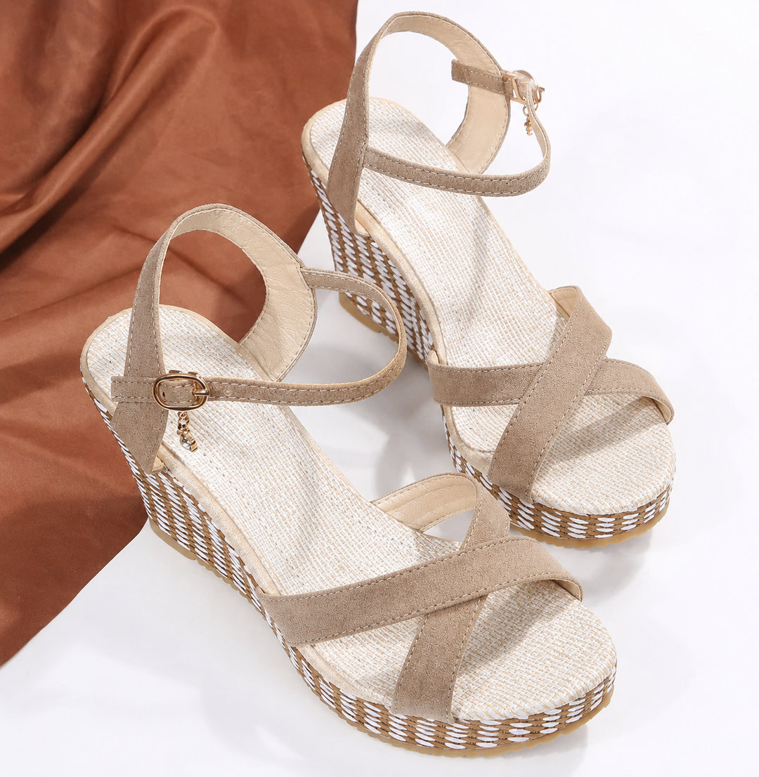 Women's Open Toe Platform Sandals - Elegant High-Heeled Summer Footwear