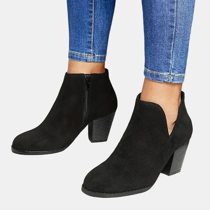 Black Ankle Boots Women with Arch Support, Stylish Orthopedic Design, Block Heel & Side Zipper for All-Day Comfort 4