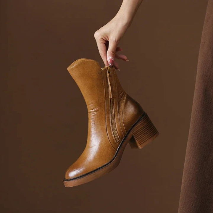 Black Ankle Boots for Women with Arch Support - Stylish Orthopedic Booties with Side Zipper and Block Heel 1