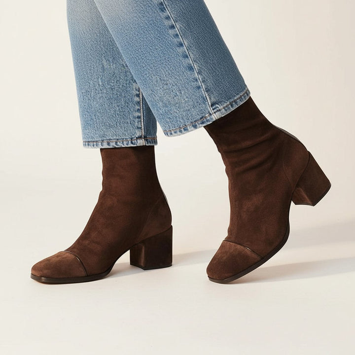 Black Ankle Boots for Women with Orthopedic Arch Support - Stylish Square-Toe Block-Heel Design for All-Day Comfort 2