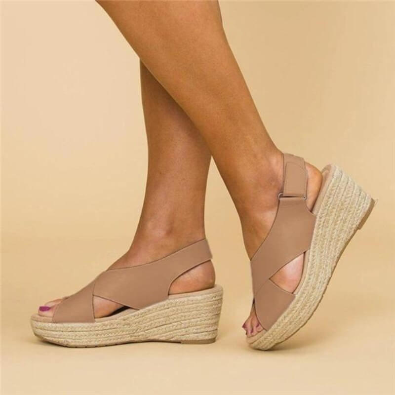 Black Wedge Sandals for Women - Trendy Cross-Strap Wedge Heels for Summer Fashion 2