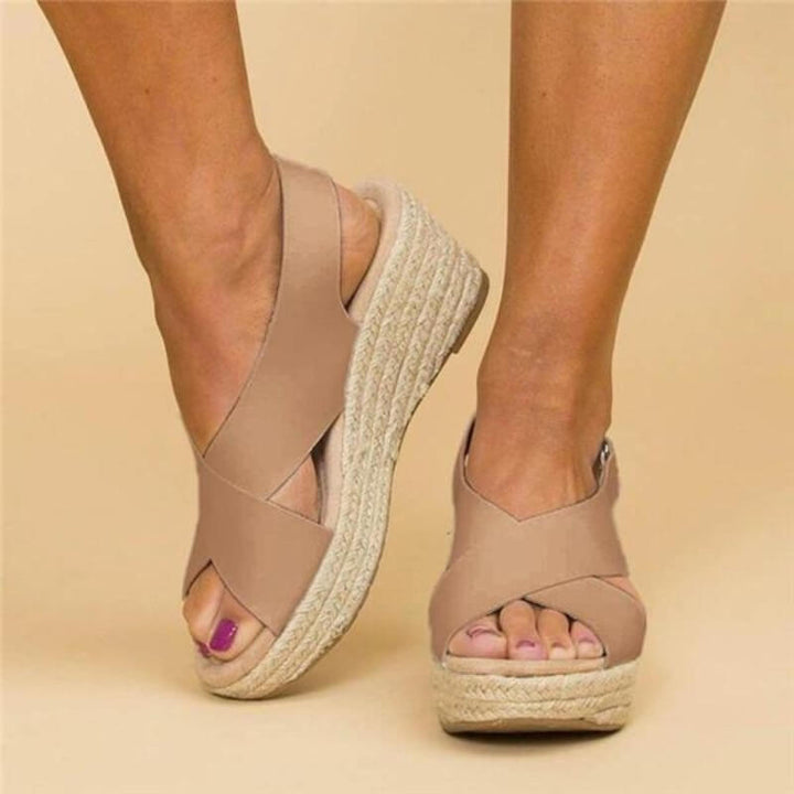 Black Wedge Sandals for Women - Trendy Cross-Strap Wedge Heels for Summer Fashion 5