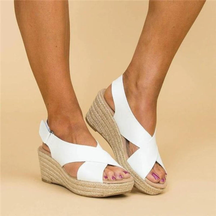 Black Wedge Sandals for Women - Trendy Cross-Strap Wedge Heels for Summer Fashion 6