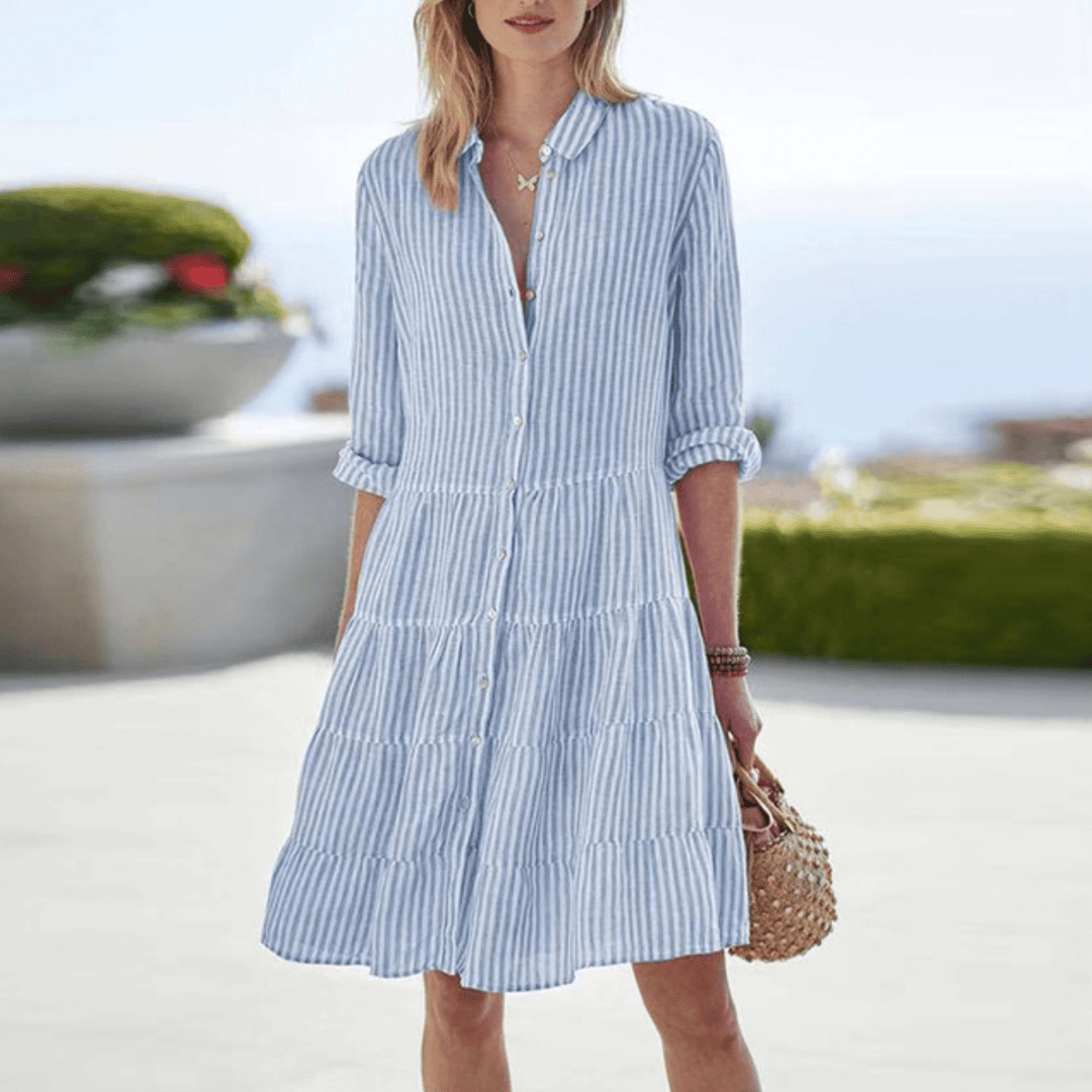 Breezy Striped A-Line Dress for Women - Effortless Summer Style 4