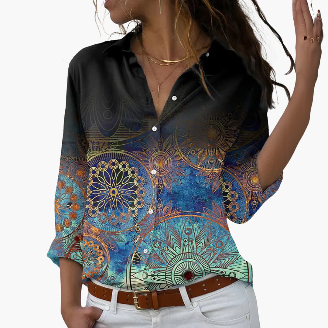 Colorblock Floral Blouse for Women - Chic & Comfortable Summer Top 0
