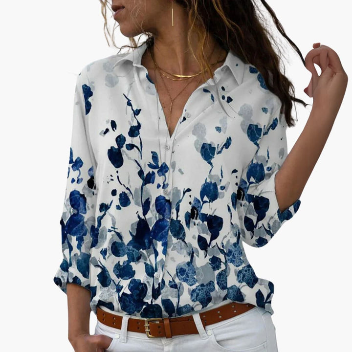 Colorblock Floral Blouse for Women - Chic & Comfortable Summer Top 1