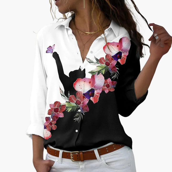 Colorblock Floral Blouse for Women - Chic & Comfortable Summer Top 2