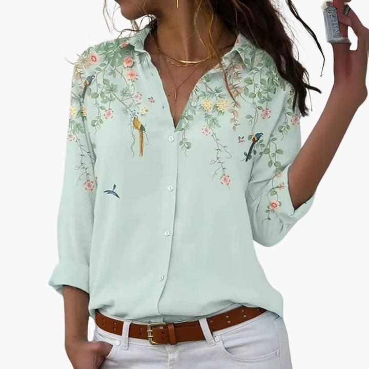 Colorblock Floral Blouse for Women - Chic & Comfortable Summer Top 3