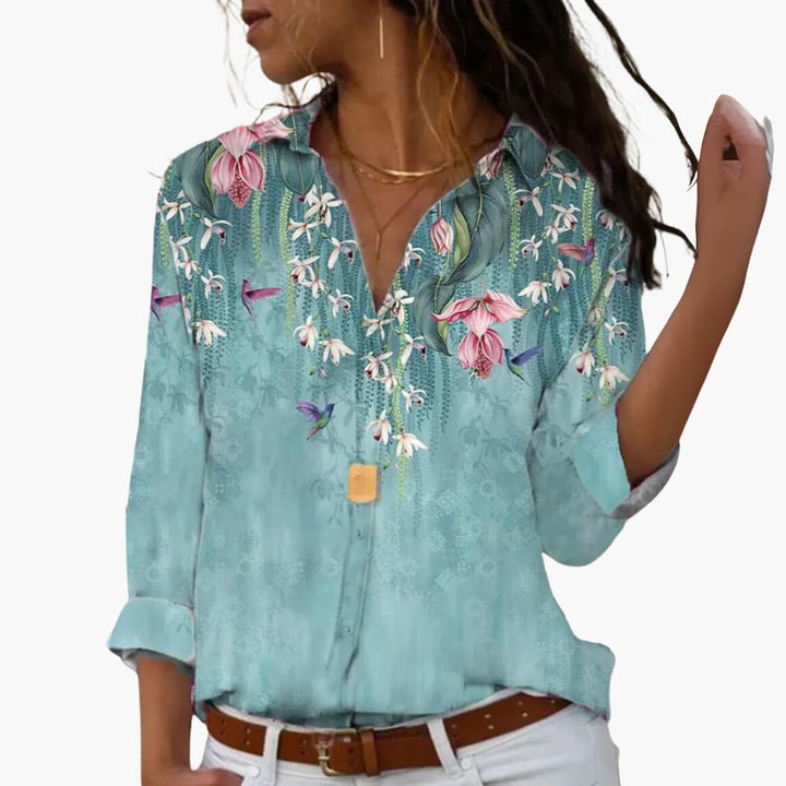 Colorblock Floral Blouse for Women - Chic & Comfortable Summer Top 4
