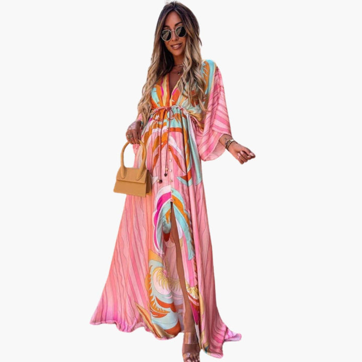 Colorful Maxi Dress for Women - Vibrant Floral Summer Dress 0