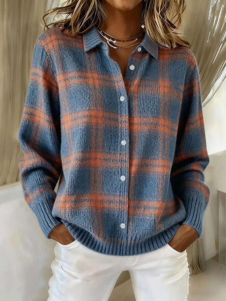 Damen Karo Strickjacke 0