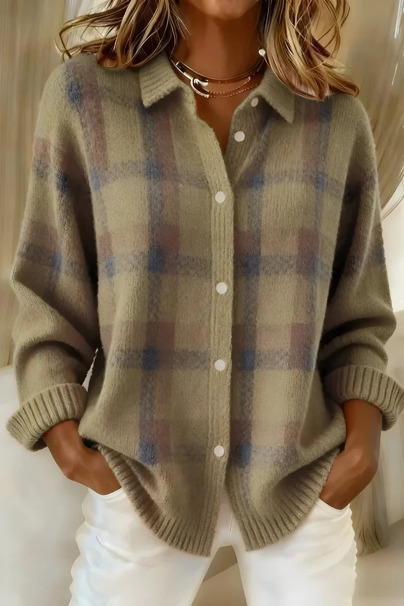 Damen Karo Strickjacke 6