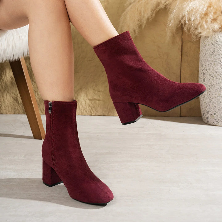 Damen Stiefeletten mit Blockabsatz und Reißverschluss 11