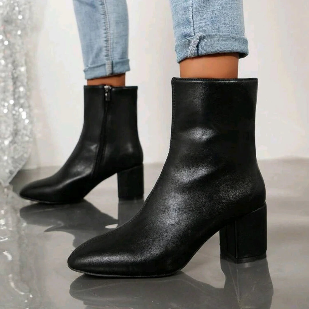 Damen Stiefeletten mit Blockabsatz und Reißverschluss 14