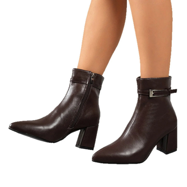 Damen Stiefeletten mit Blockabsatz und seitlichem Reißverschluss 4