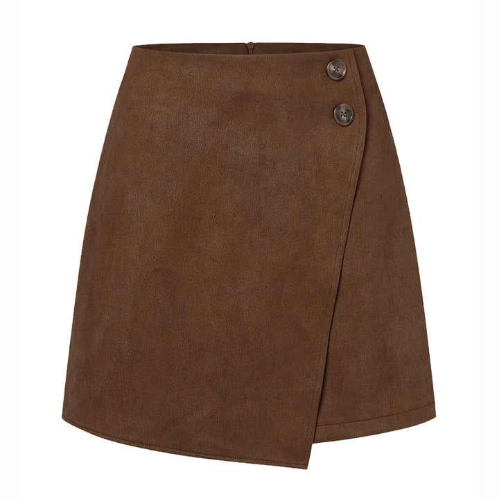 Damen asymmetrischer Rock aus Veloursleder 8