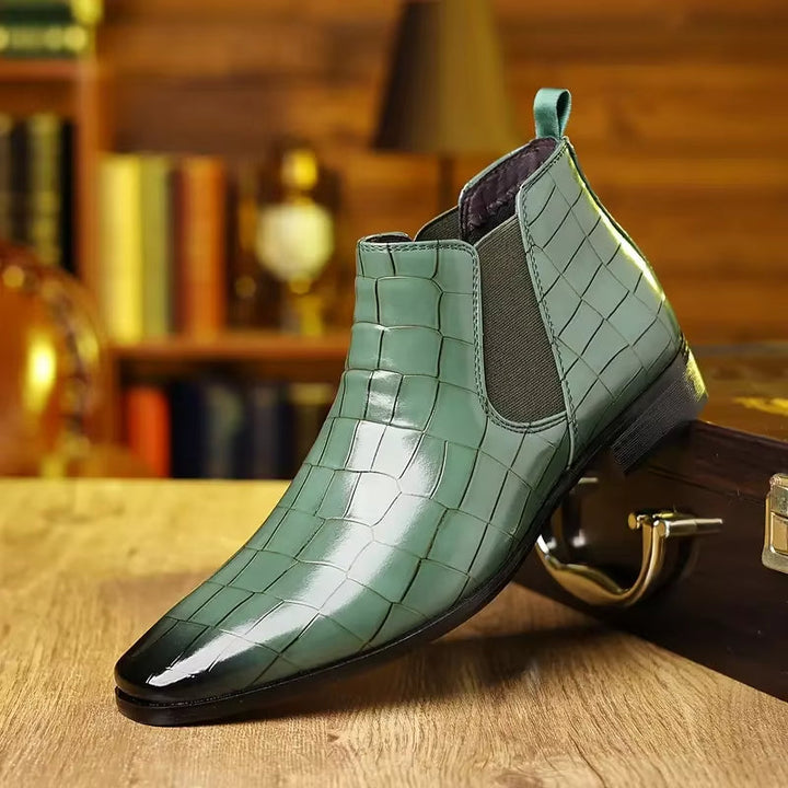 Elegant Crocodile-Embossed Chelsea Boots for Women - Stylish Vegan Leather Footwear 3