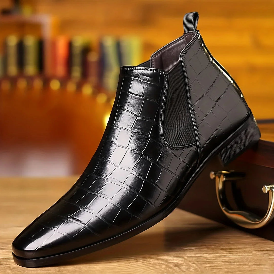 Elegant Crocodile-Embossed Chelsea Boots for Women - Stylish Vegan Leather Footwear 4
