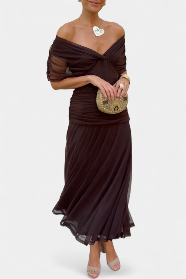 Elegant Floral Maxi Dress for Women - V-Neck, Pleated Waistband, Summer Dresses 1