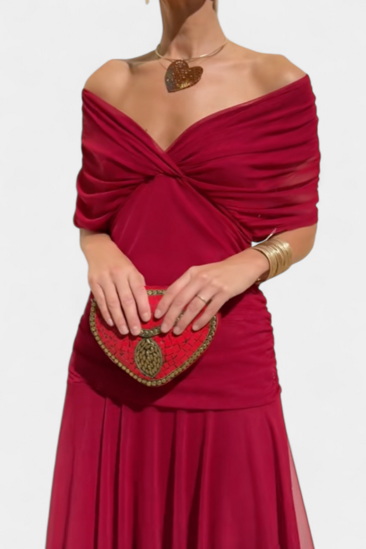 Elegant Floral Maxi Dress for Women - V-Neck, Pleated Waistband, Summer Dresses 11