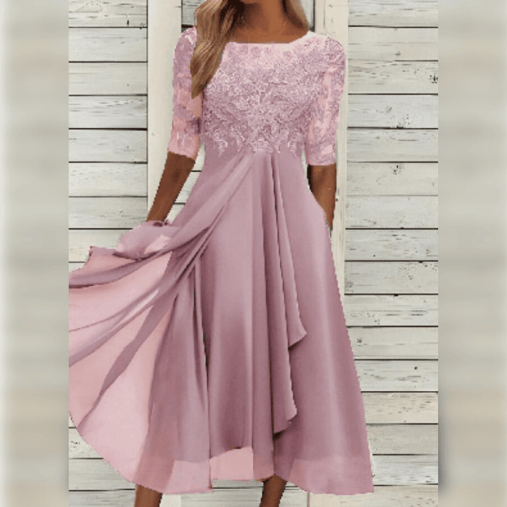 Elegant Lace Evening Dress with Three-Quarter Sleeves | Semi Formal Gowns for Women 6
