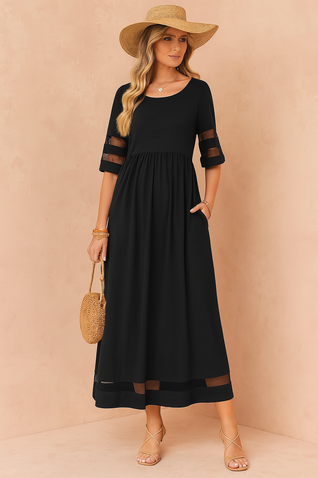 Elegant Maxi Dress for Women - Timeless Round Neck Design 0