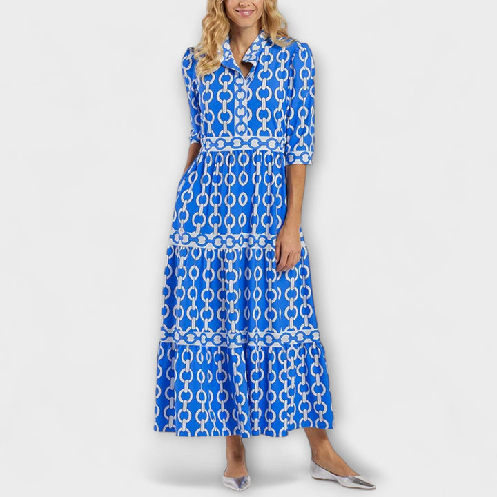 Elegant Midi Dress with Chain Pattern for Women - Flattering and Versatile 5