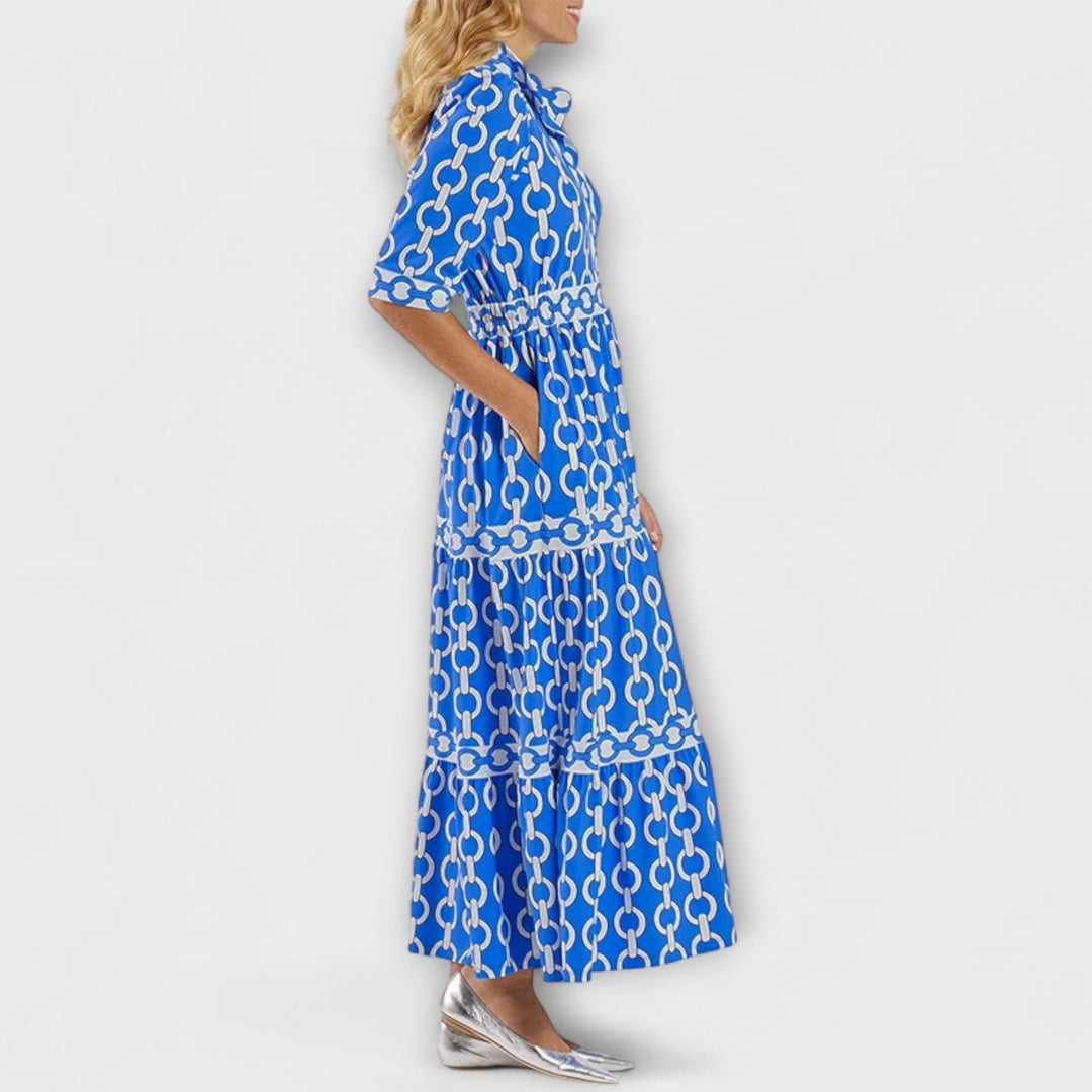 Elegant Midi Dress with Chain Pattern for Women - Flattering and Versatile 6