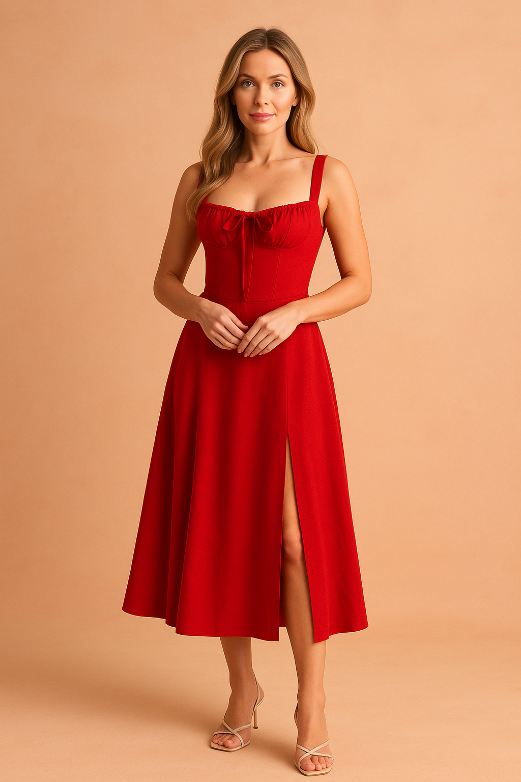 Elegant Midi Dress with Corset Neckline for Women - Summer Fashion 4