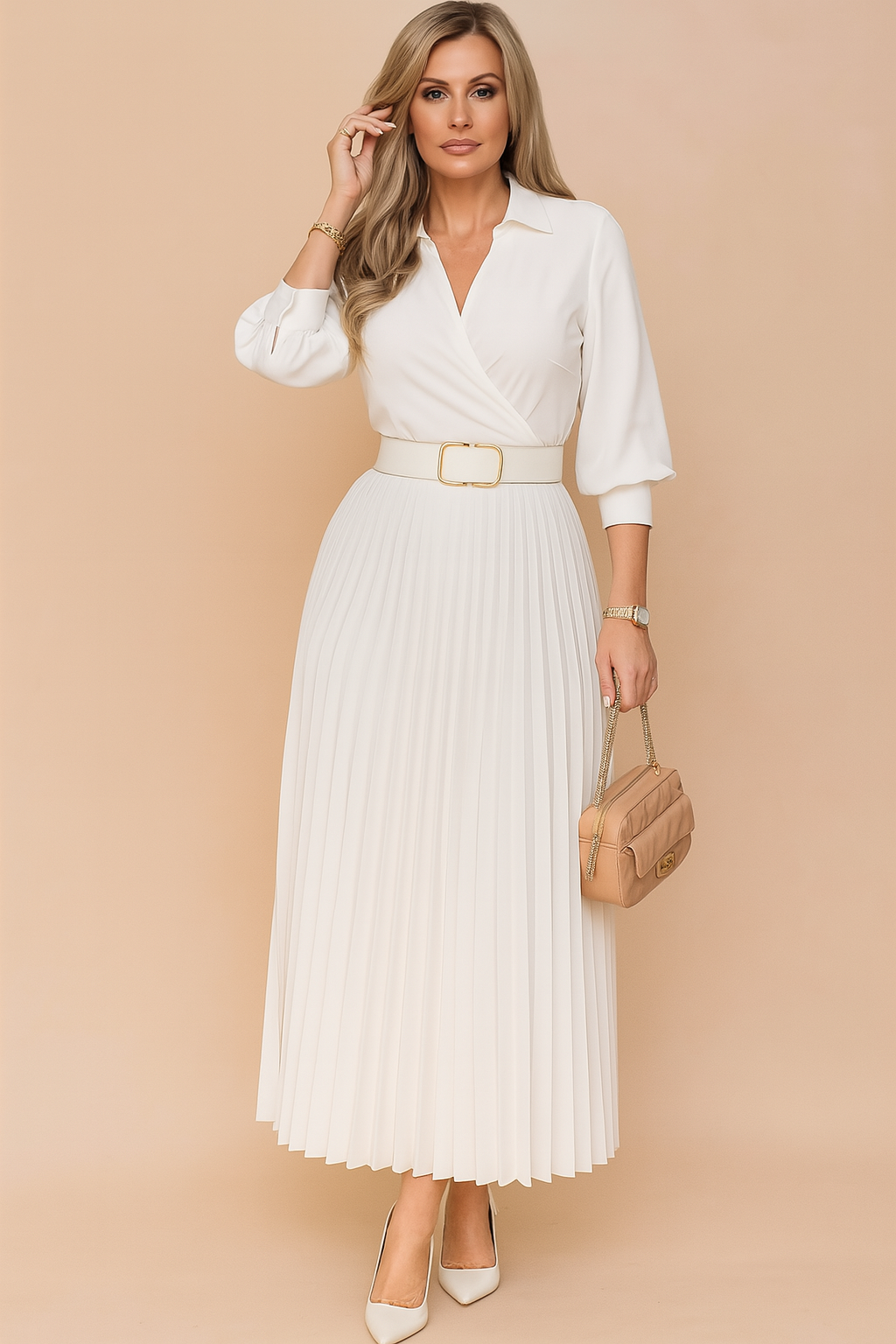 Elegant Plus Size Summer Dress with V-Neckline and 3/4 Sleeves 1
