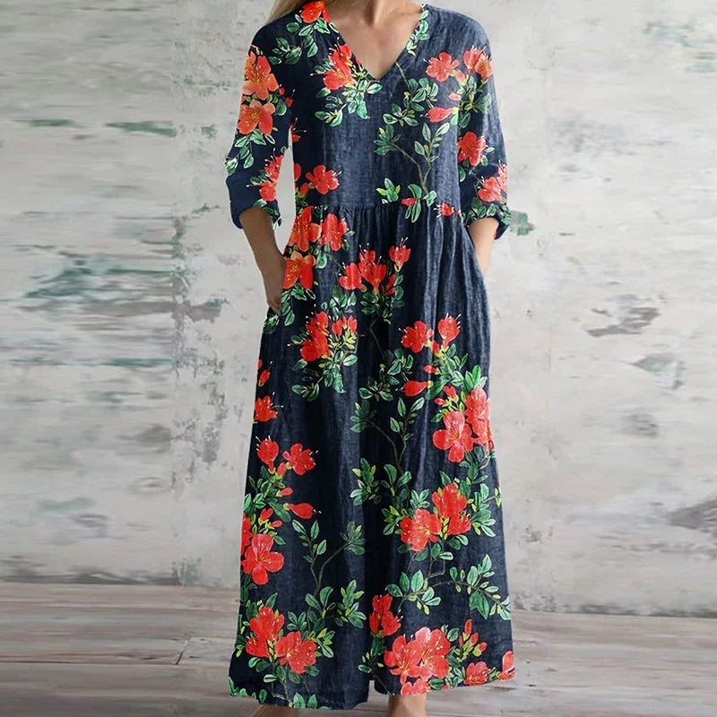 Elegant Retro Maxi Dress for Women - Vintage-Inspired Summer Style 3