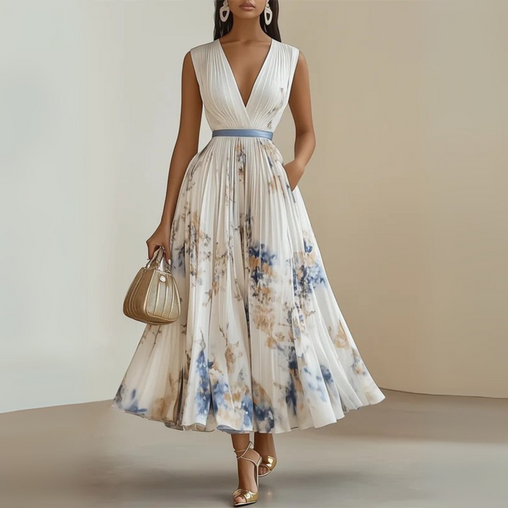 Elegant Sleeveless Summer Maxi Dress for Women - Flattering V-Neck Design 0