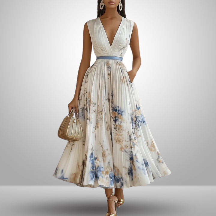 Elegant Sleeveless Summer Maxi Dress for Women - Flattering V-Neck Design 1