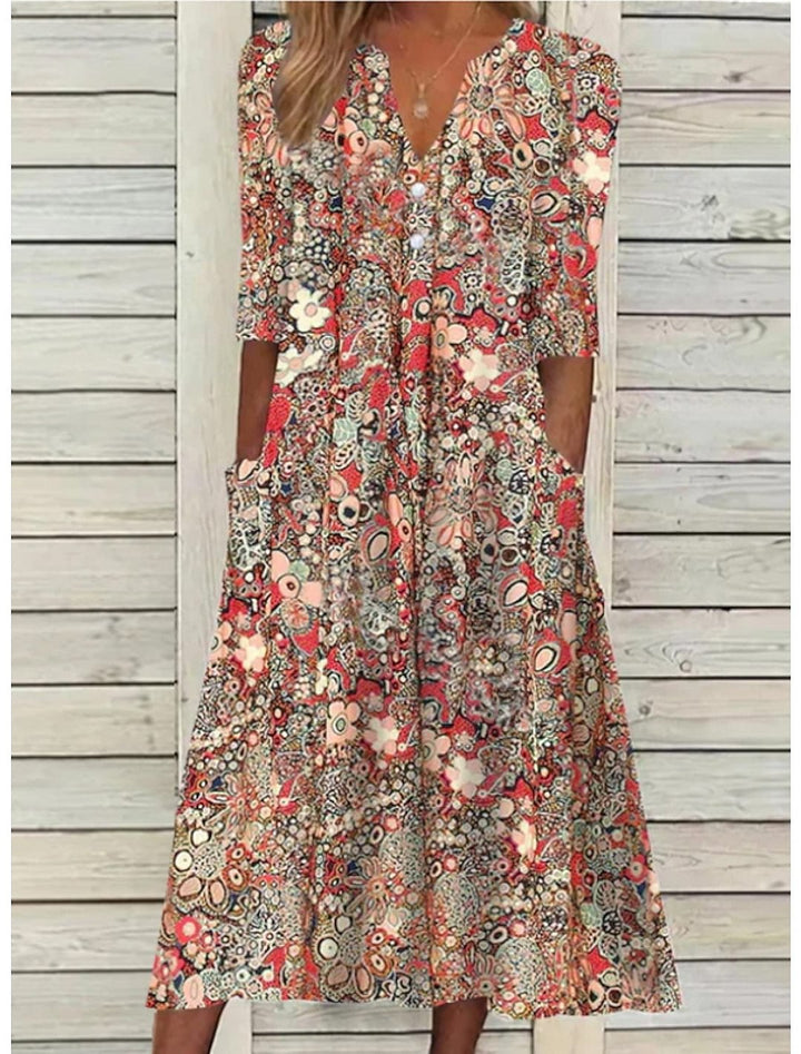 Elegant Summer Dress for Women - Flattering V-Neck Maxi Dress 0