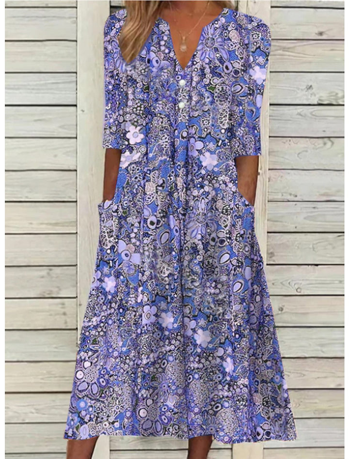 Elegant Summer Dress for Women - Flattering V-Neck Maxi Dress 1