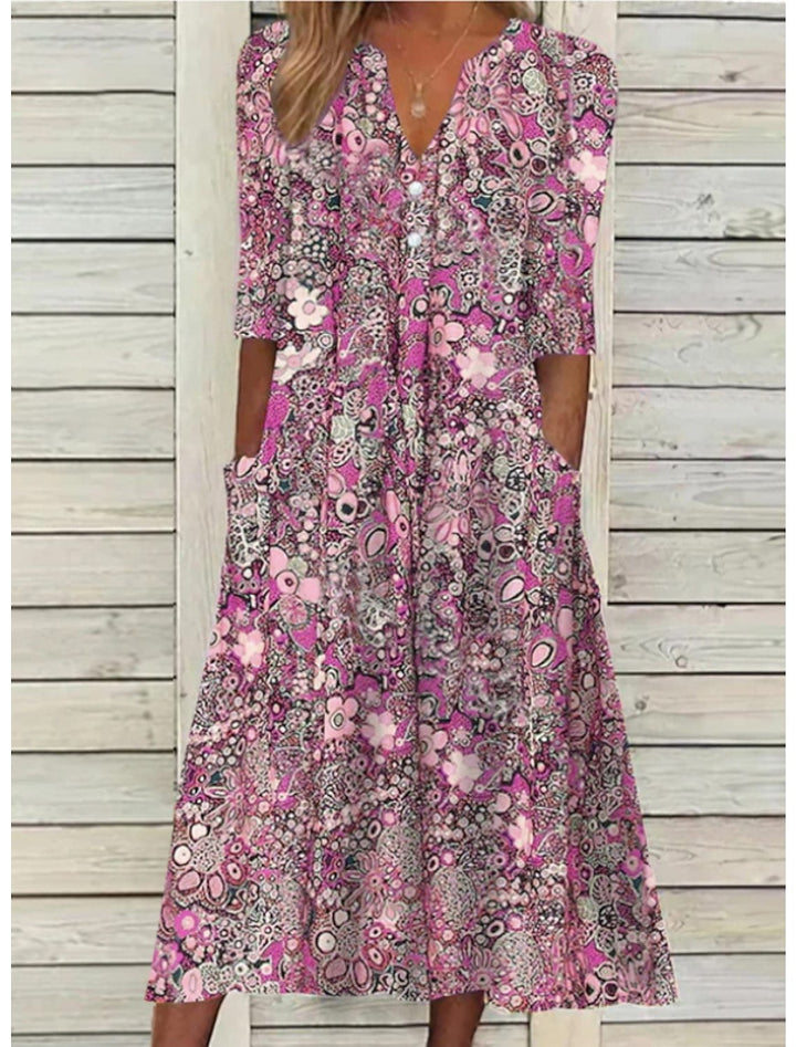 Elegant Summer Dress for Women - Flattering V-Neck Maxi Dress 2