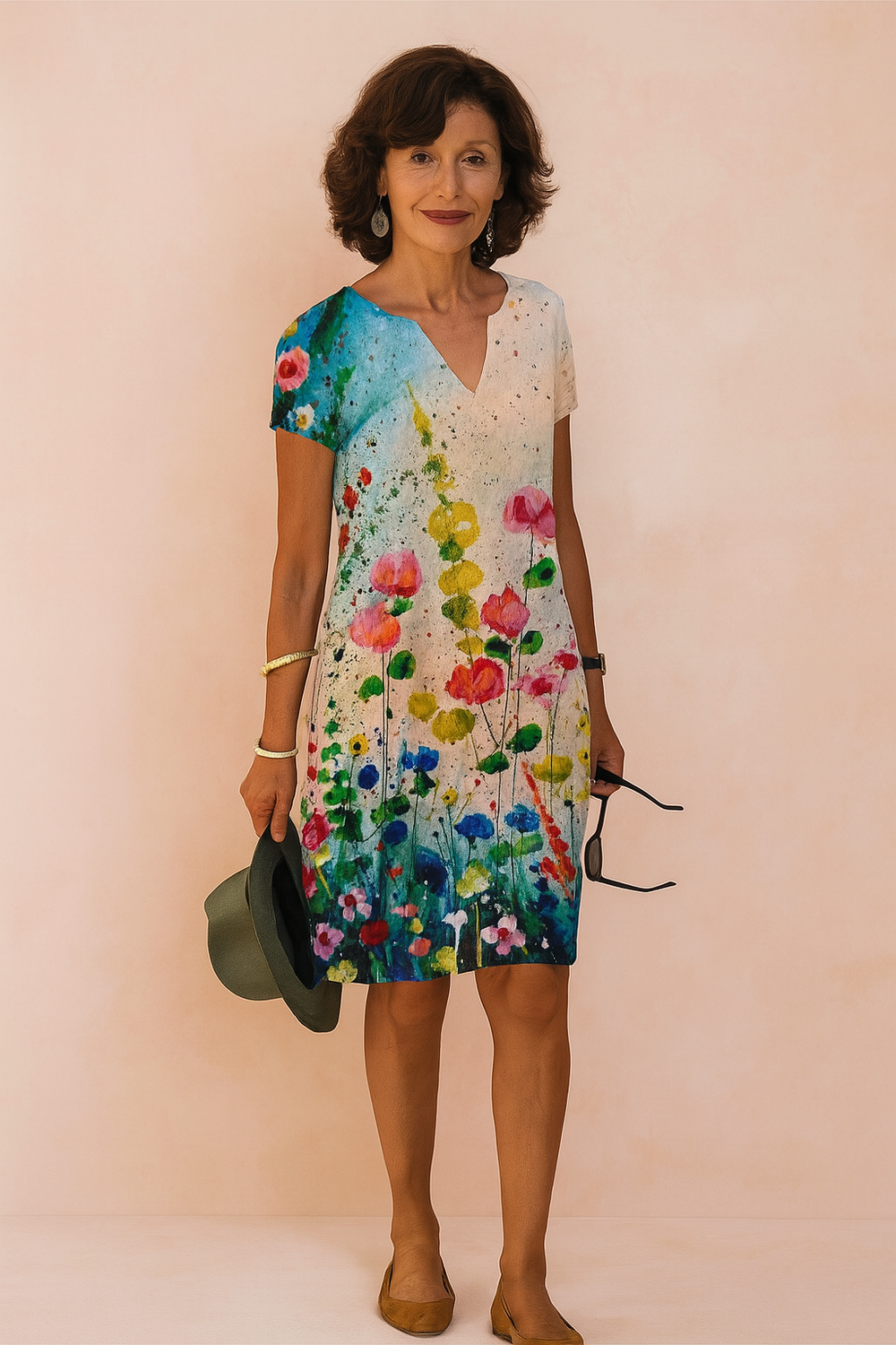 Elegant Summer Dress with V-Neckline for Women - Perfect for Beach and Garden Parties 1