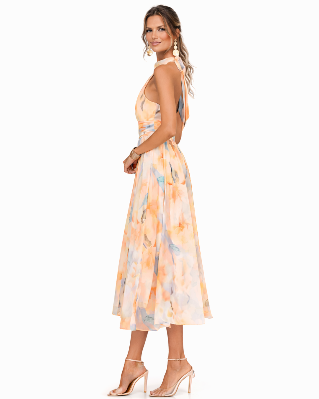 Elegant Watercolor Print Maxi Dress for Women - Chic Long Dress for Summer Fashion 2