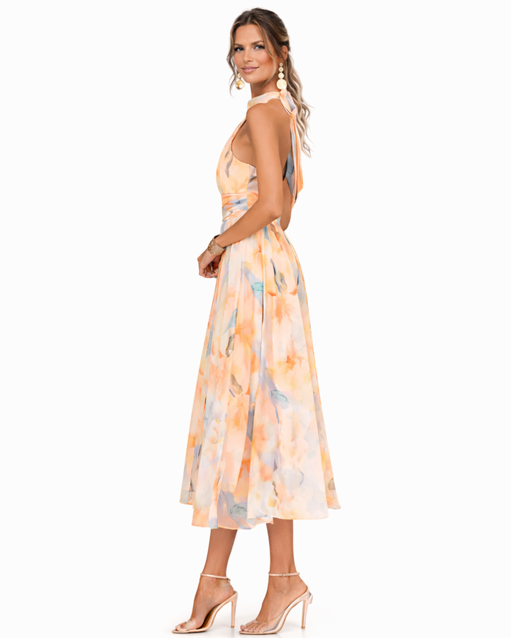 Elegant Watercolor Print Maxi Dress for Women - Chic Long Dress for Summer Fashion 2