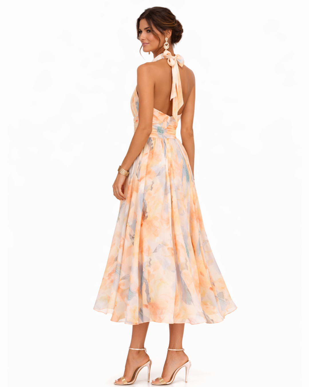 Elegant Watercolor Print Maxi Dress for Women - Chic Long Dress for Summer Fashion 3