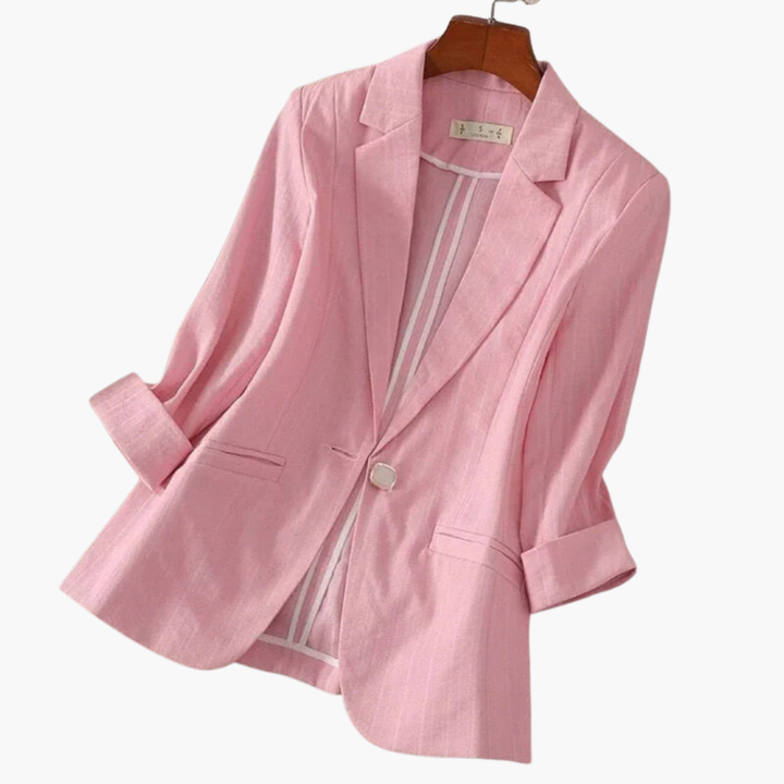 Elegant Women's Blazer with Roll-Up Sleeves for Warm Weather - Chic & Versatile Style for Any Occasion 0
