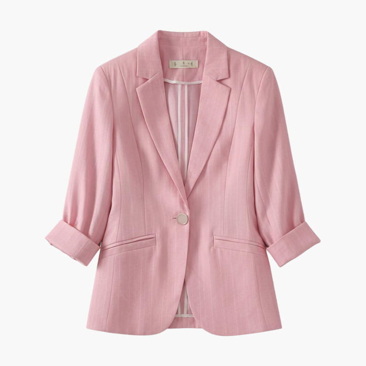 Elegant Women's Blazer with Roll-Up Sleeves for Warm Weather - Chic & Versatile Style for Any Occasion 1