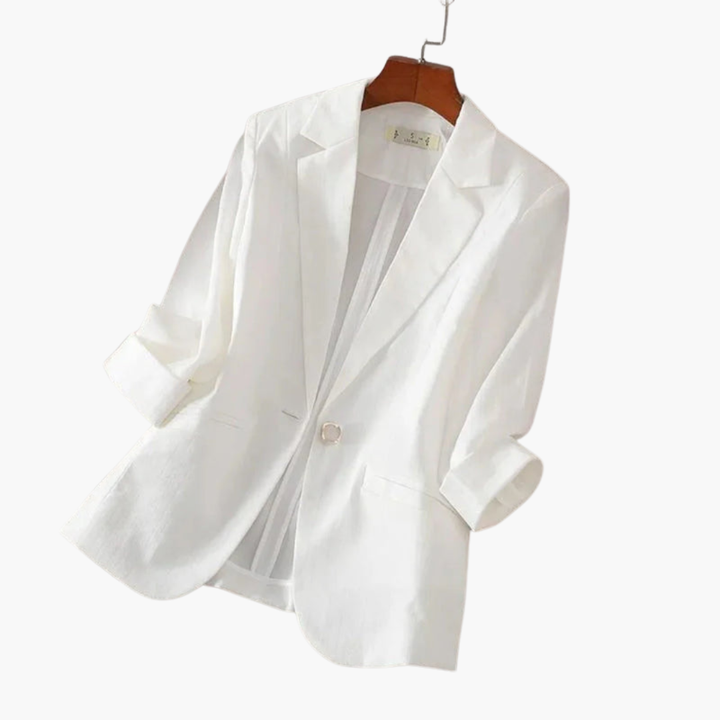 Elegant Women's Blazer with Roll-Up Sleeves for Warm Weather - Chic & Versatile Style for Any Occasion 2