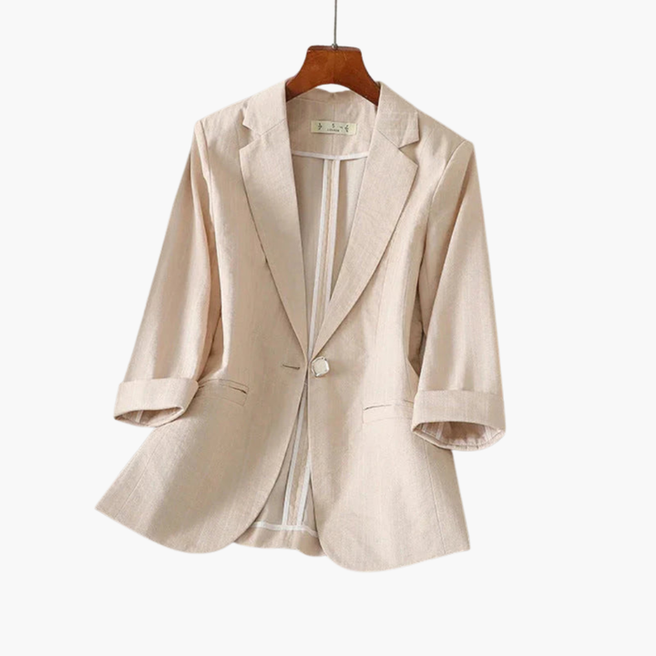 Elegant Women's Blazer with Roll-Up Sleeves for Warm Weather - Chic & Versatile Style for Any Occasion 3