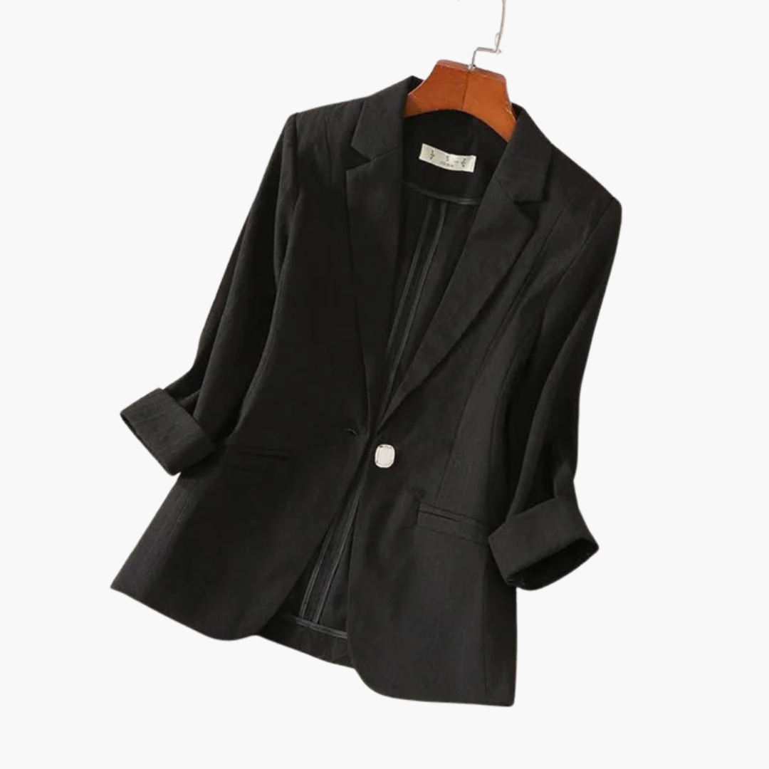 Elegant Women's Blazer with Roll-Up Sleeves for Warm Weather - Chic & Versatile Style for Any Occasion 4